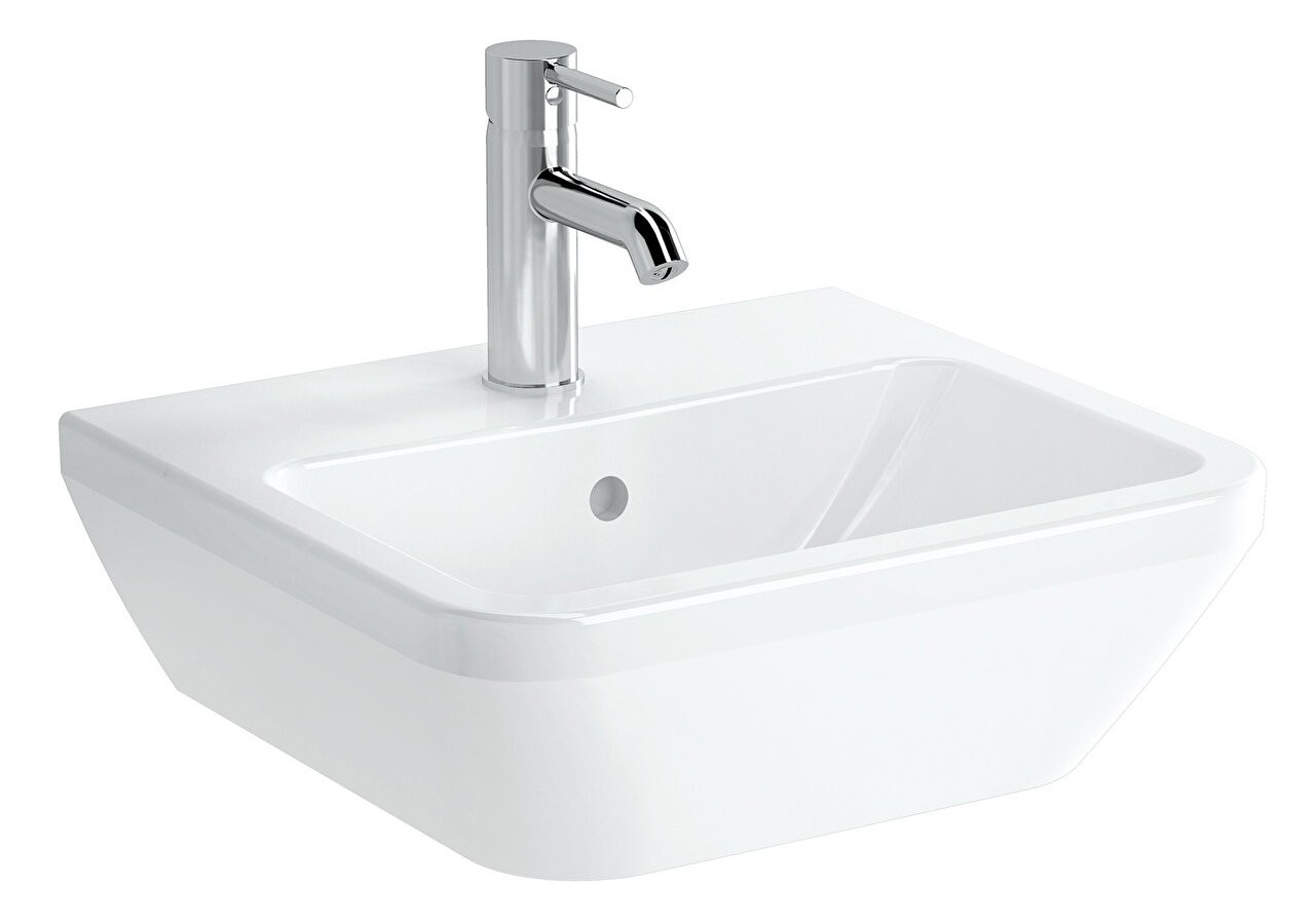 Integra lavabo carré, 45 cm, avec trou de robinet, avec trop-plein - 7047L003-0001 - Vitra