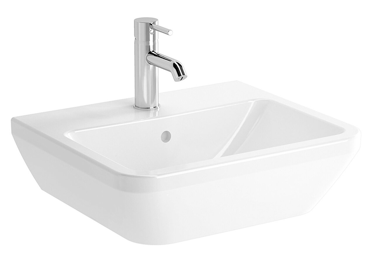 Integra lavabo carré, 50 cm, avec trou de robinet, avec trop-plein - 7048L003-0001 - Vitra