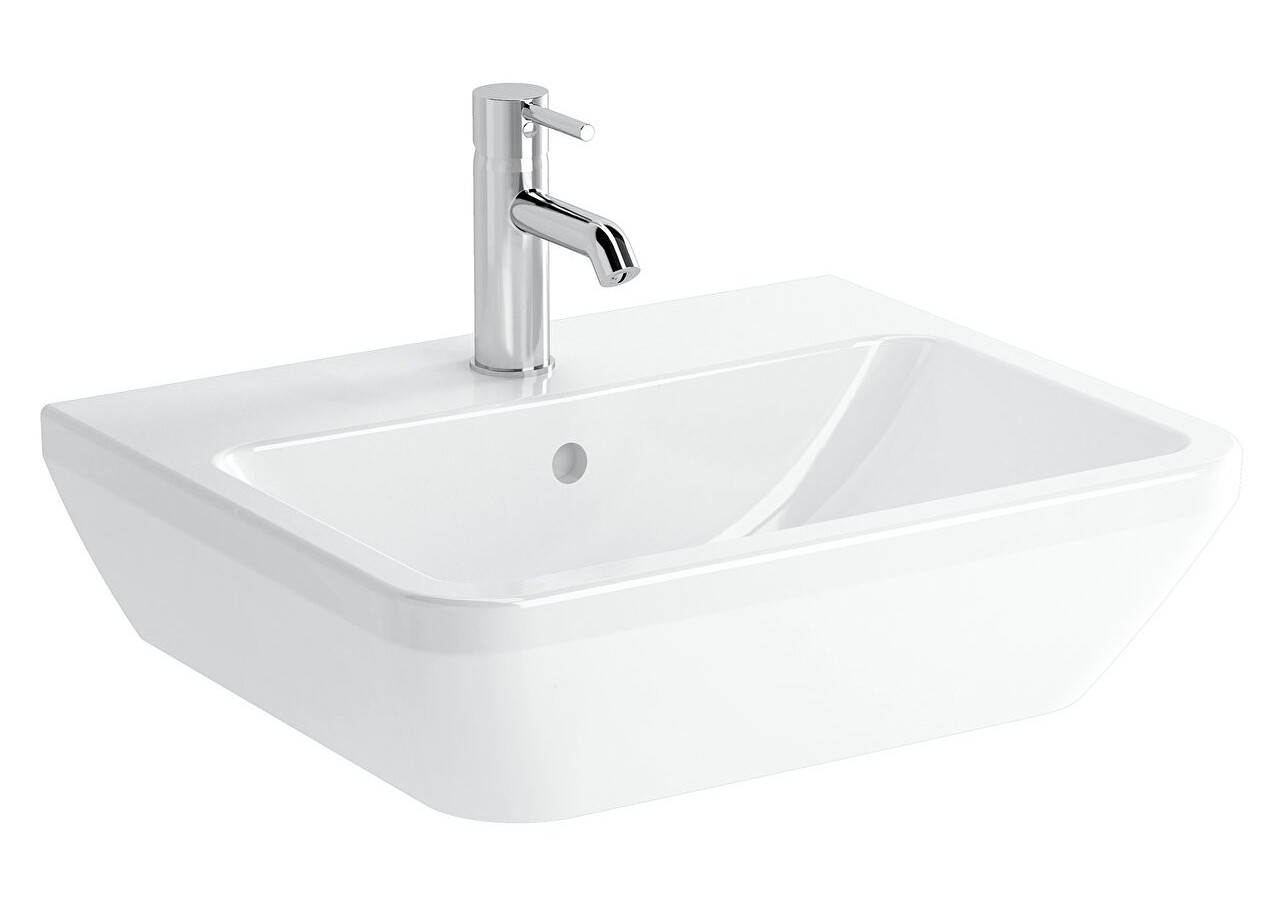 Integra lavabo carré, 55 cm, avec trou de robinet, avec trop-plein - 7049L003-0001 - Vitra