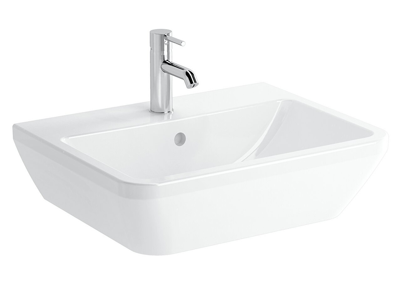 Integra lavabo carré, 60 cm, avec trou de robinet, avec trop-plein - 7050L003-0001 - Vitra