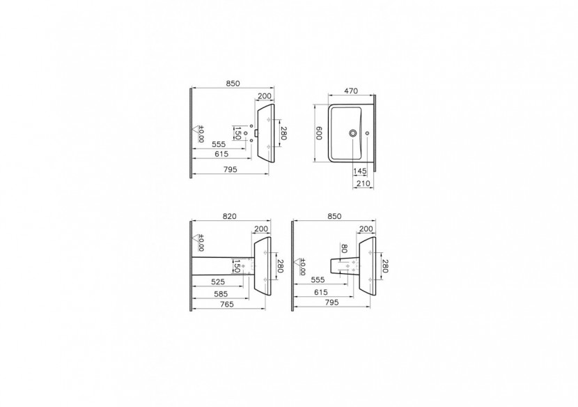 Integra lavabo carré, 60 cm, avec trou de robinet, avec trop-plein - 7050L003-0001 - Vitra Integra lavabo carré, 60 cm, avec trou de robinet, avec trop-plein - 7050L003-0001 - Vitra