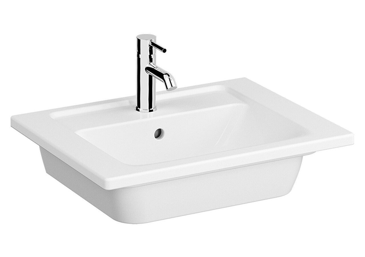 Plan céramique, 60x46 cm 1 trou de robinet, avec trou de trop-plein - 7055B003-0001 - Vitra