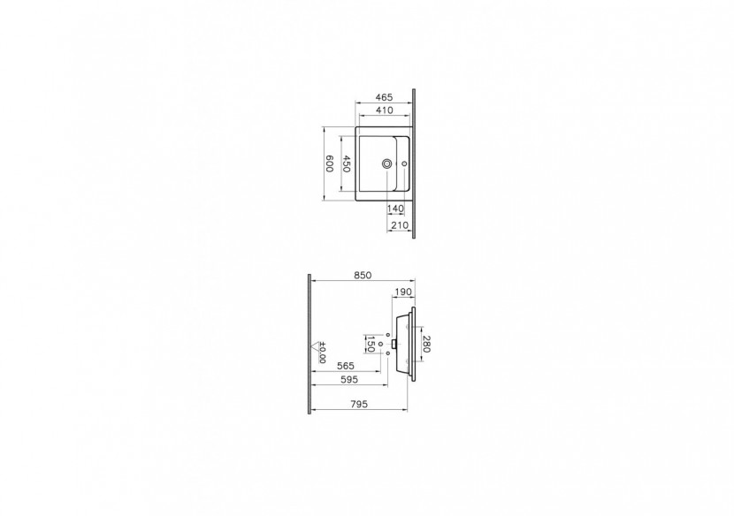 Plan céramique, 60x46 cm 1 trou de robinet, avec trou de trop-plein - 7055B003-0001 - Vitra Plan céramique, 60x46 cm 1 trou de robinet, avec trou de trop-plein - 7055B003-0001 - Vitra