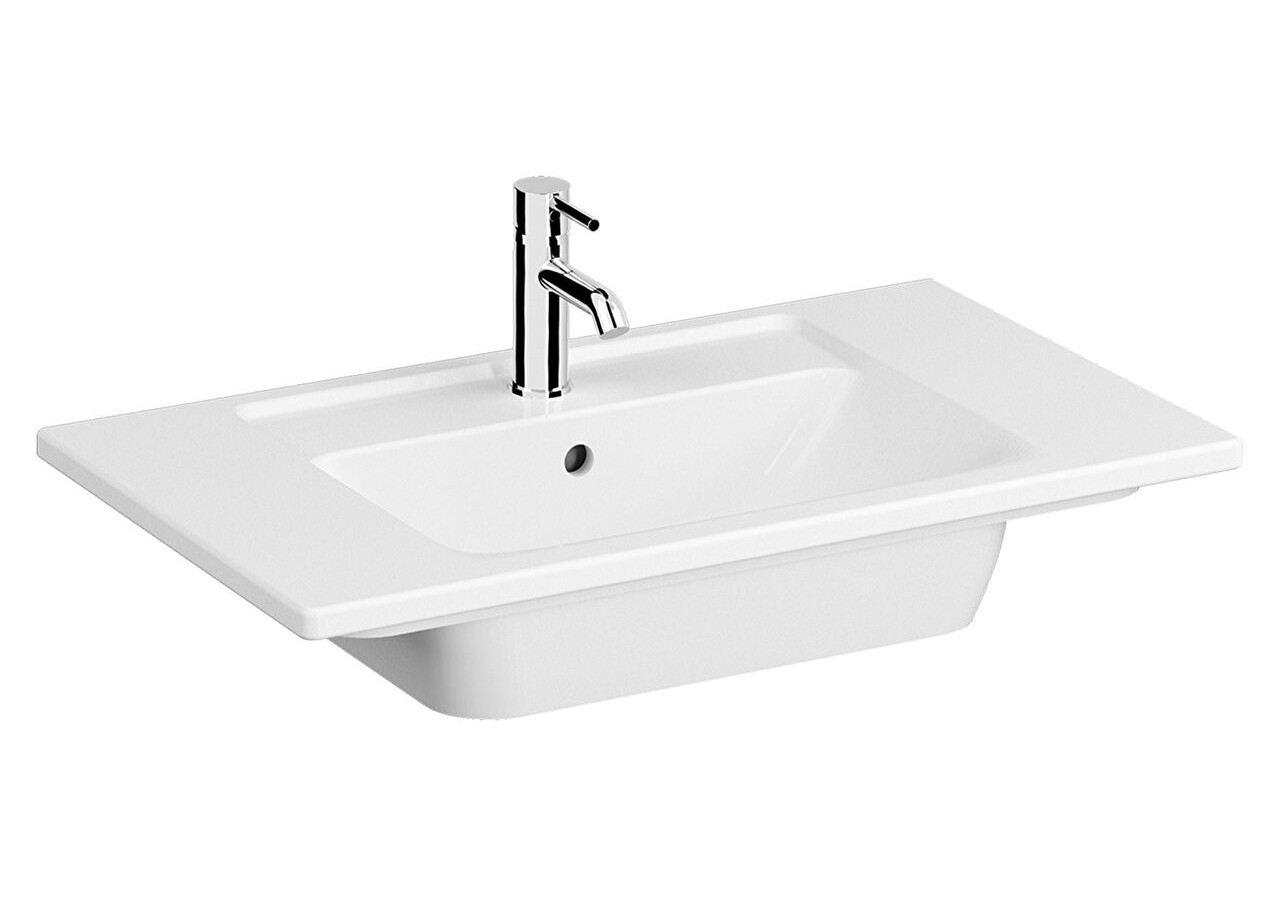 Plan céramique, 80x46 cm 1 trou de robinet, avec trou de trop-plein - 7056B003-0001 - Vitra