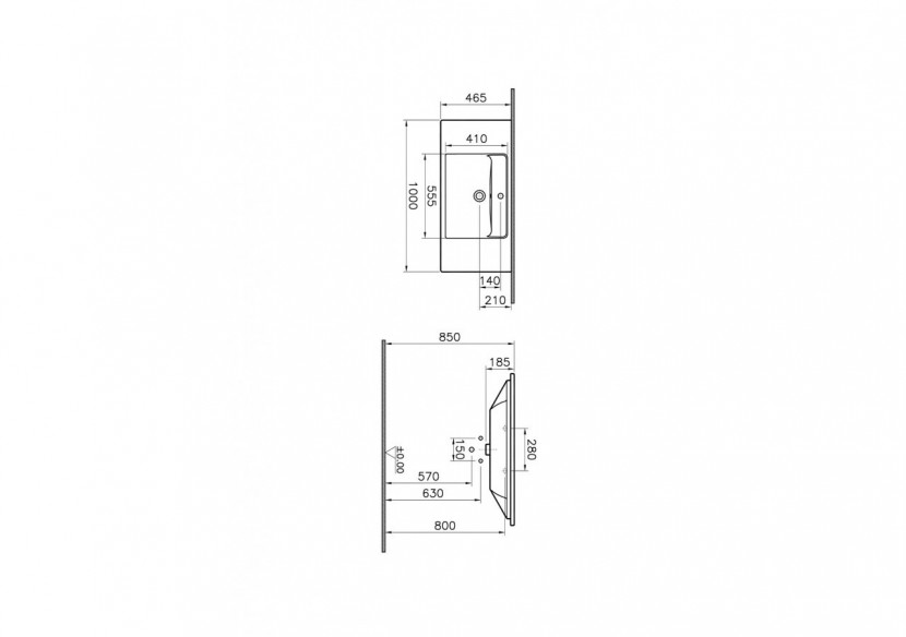Plan céramique, 100x46 cm 1 trou de robinet, avec trou de trop-plein - 7057B003-0001 - Vitra Plan céramique, 100x46 cm 1 trou de robinet, avec trou de trop-plein - 7057B003-0001 - Vitra
