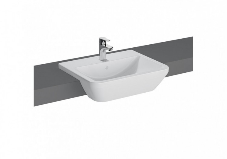 Integra vasque semi-encastrée, 55 cm, avec trou central pour robinet, avec trop-plein - 7069B003-0001 - Vitra