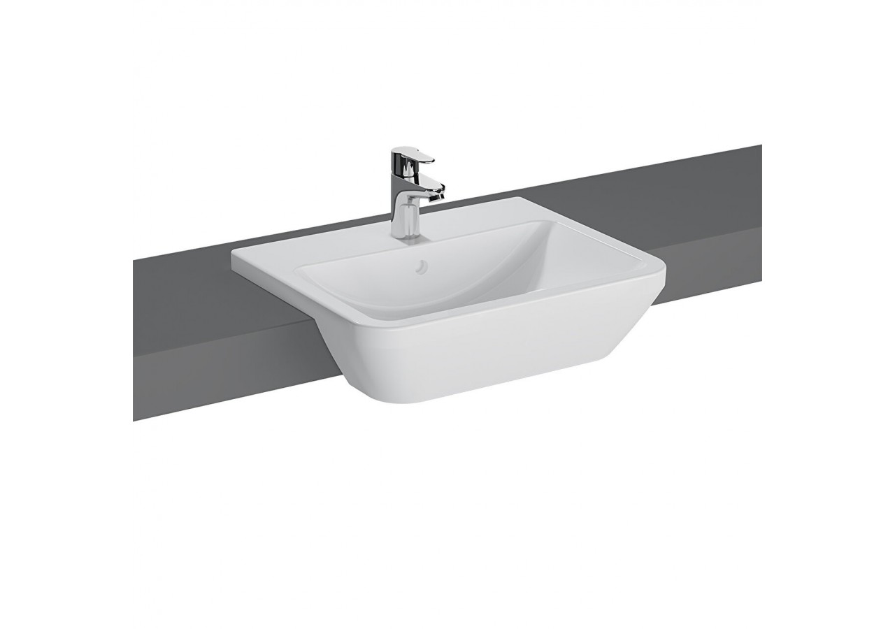 Integra vasque semi-encastrée, 55 cm, avec trou central pour robinet, avec trop-plein - 7069B003-0001 - Vitra
