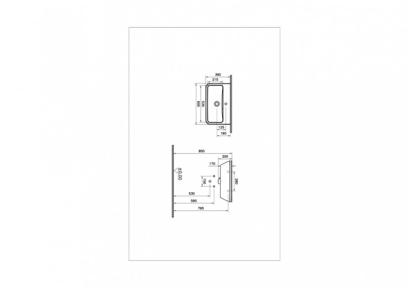 Integra lavabo, 60 cm, compact, carré, avec trou pour robinet, avec trop plain - 7088L003-0001 - Vitra Integra lavabo, 60 cm, compact, carré, avec trou pour robinet, avec trop plain - 7088L003-0001 - Vitra