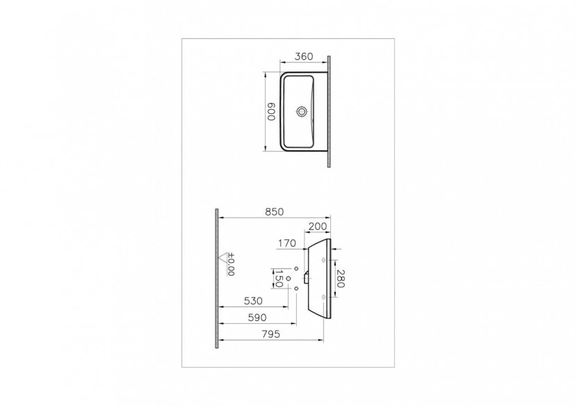 Integra lavabo, 60 cm, compact, carré, sans trou pour robinet, sans trop plain - 7088L003-0012 - Vitra Integra lavabo, 60 cm, compact, carré, sans trou pour robinet, sans trop plain - 7088L003-0012 - Vitra