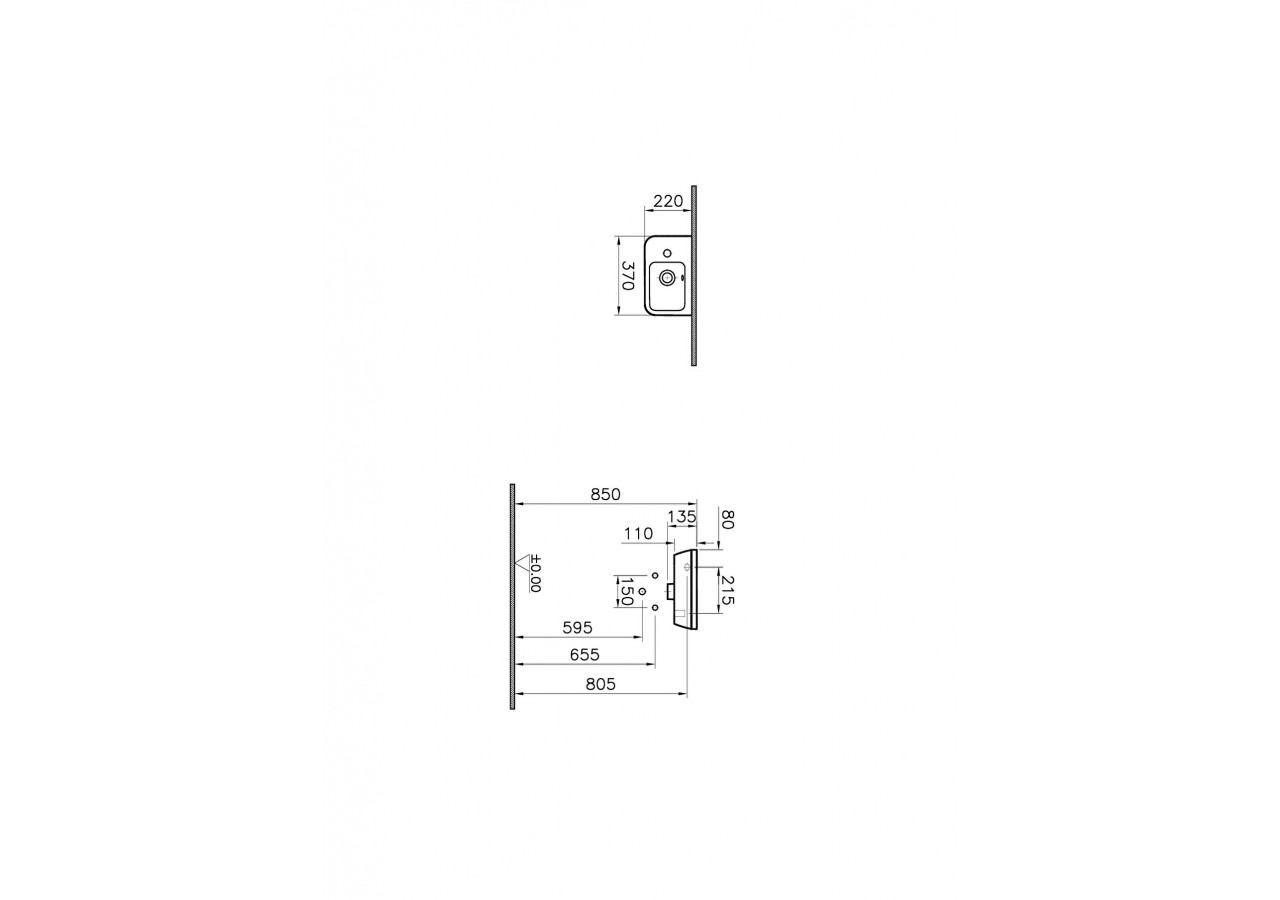 Integra lave-mains, trou de robinet à gauche, bac à droite, mural, avec trop-plein - 7090L003-0028 - Vitra