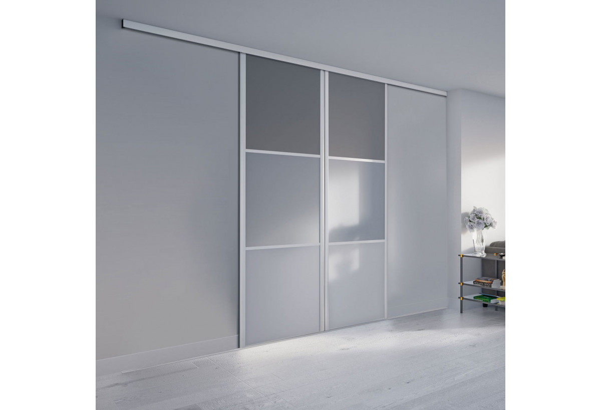 Façade de placard monorail 2 portes coulissante Alouette - Kazed : Confort'Mat