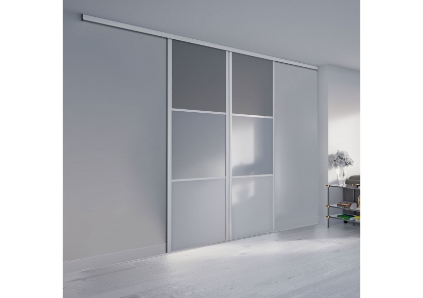 Façade de placard monorail 2 portes coulissante Alouette - Kazed : Confort'Mat