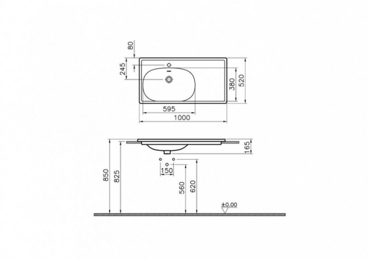 Equal plan céramique, 100 cm, gris pierre mat - 7243B476-0001 - Vitra 2