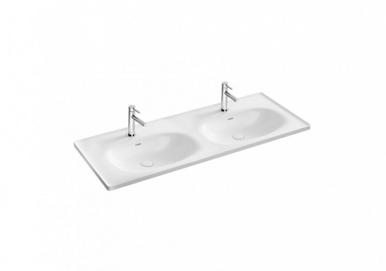 Equal plan céramique, lavabo double, 130cm, blanc - 7244B403-0001 - Vitra