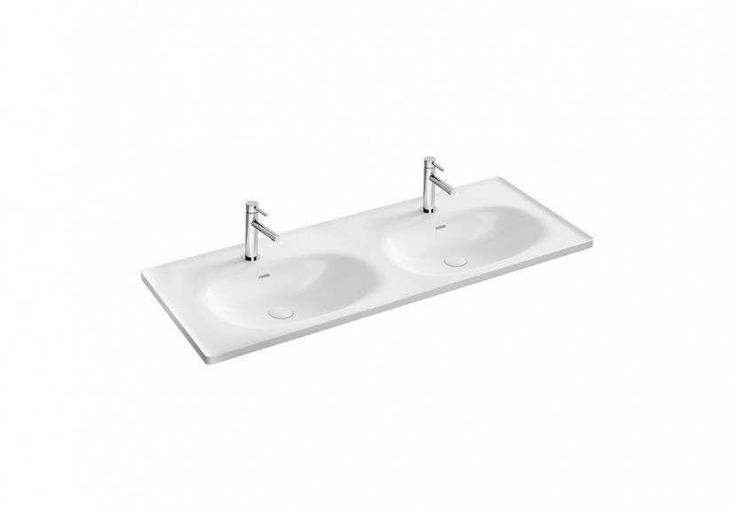 Equal plan céramique, lavabo double, 130cm, blanc - 7244B403-0001 - Vitra