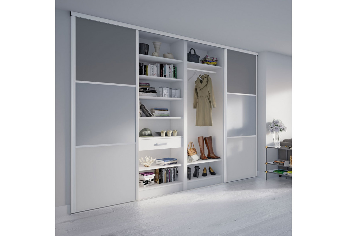 Façade de placard monorail 2 portes coulissante Alouette - Kazed : Confort'Mat