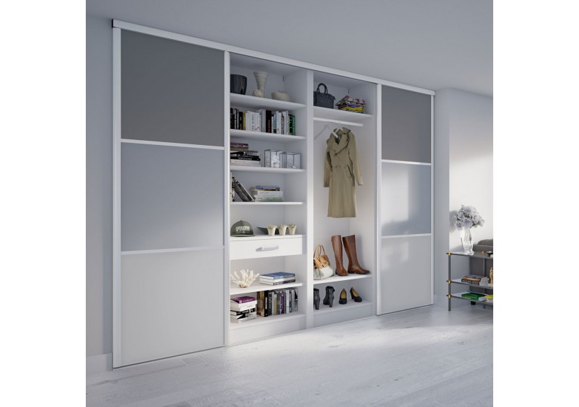 Façade de placard monorail 2 portes coulissante Alouette - Kazed : Confort'Mat