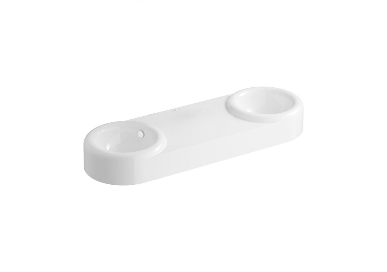 Liquid Double Lavabo sans trou de robinet, avec trou de trop-plein, 110 cm Blanc - 7313B403-0012 - Vitra