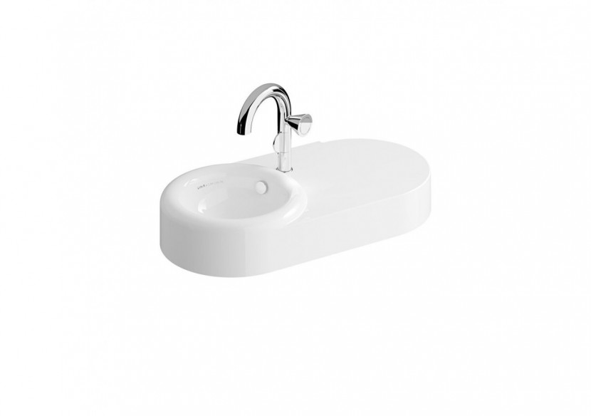 Liquid Lavabo avec trou de robinet, avec trou de trop-plein, 80 cm Blanc - 7314B403-0001 - Vitra