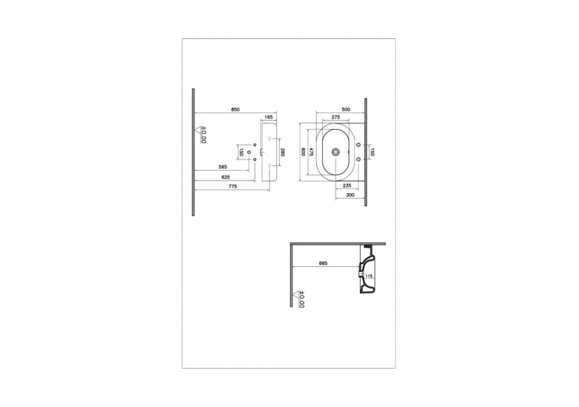 Liquid, lavabo 2 trous de robinet, avec trop-plein, 60 cm - 7316B403-1740 - Vitra