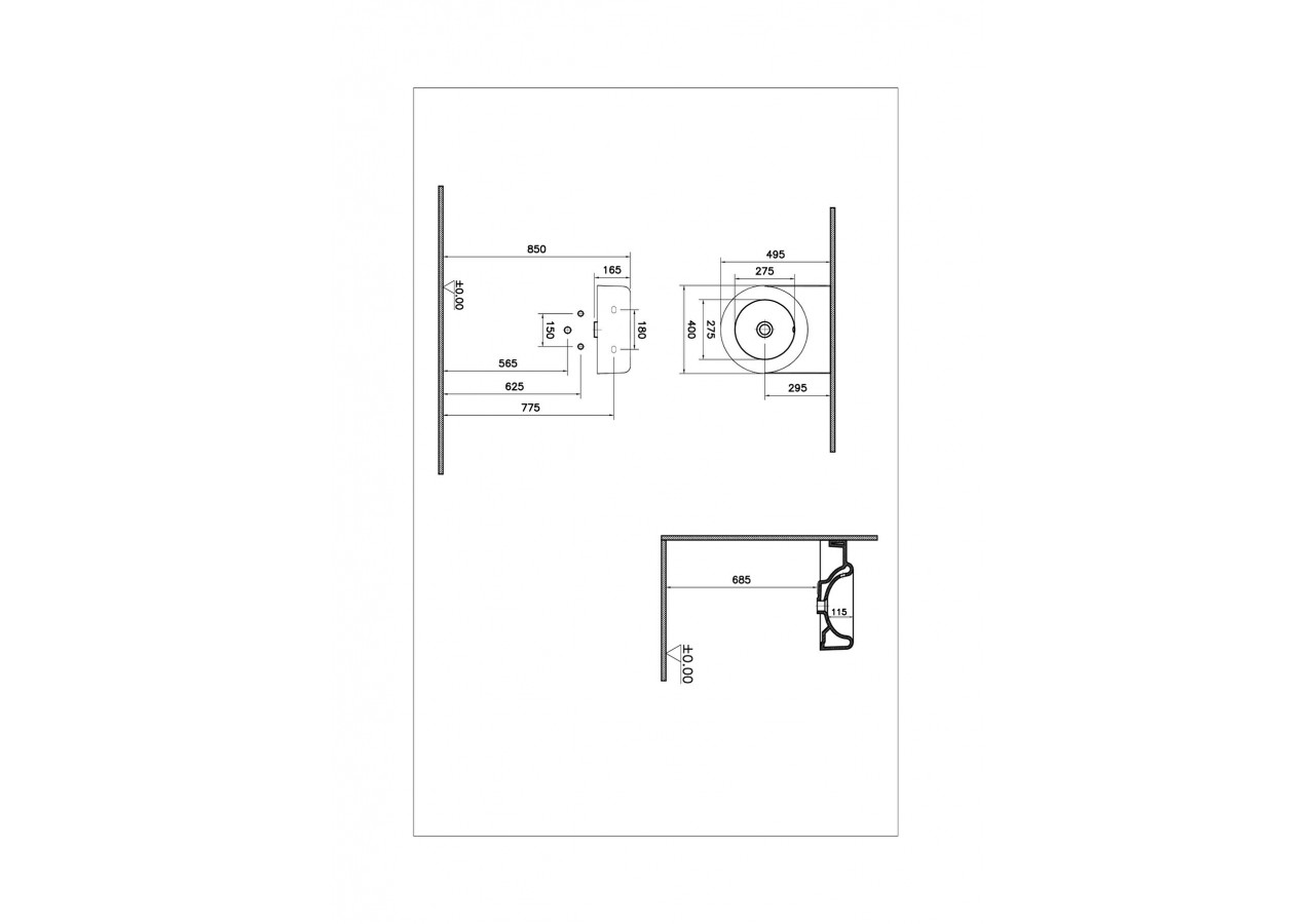 Liquid, lavabo Sans trou de robinet, avec trop-plein, 40 cm - 7317B403-0012 - Vitra