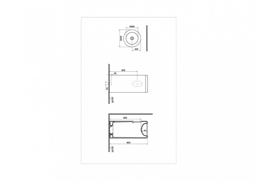 Liquid Lavabo monobloc sans trou de robinet, sans trou de trop-plein, 40 cm Blanc - 7318B403-0016 - Vitra