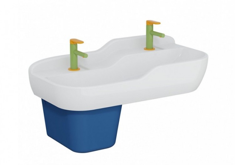 Sento Kids lavabo double, 85 cm, 2 hauteurs, sans trop-plein, blanc - 7351B003-1739 - Vitra
