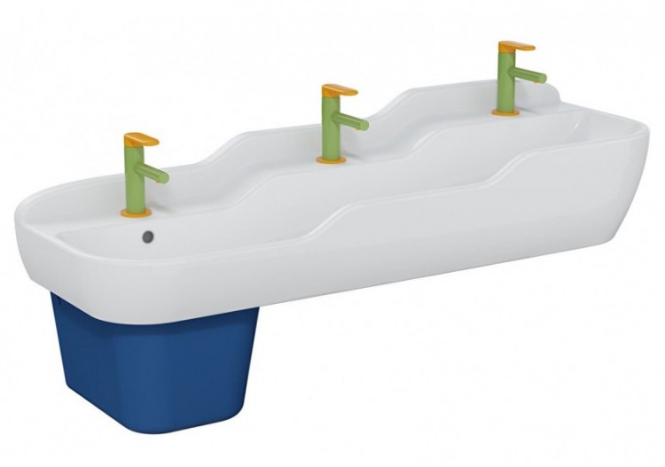 Sento Kids lavabo double, 125 cm, 3 hauteurs, avec trop-plein, blanc - 7352B003-1742 - Vitra