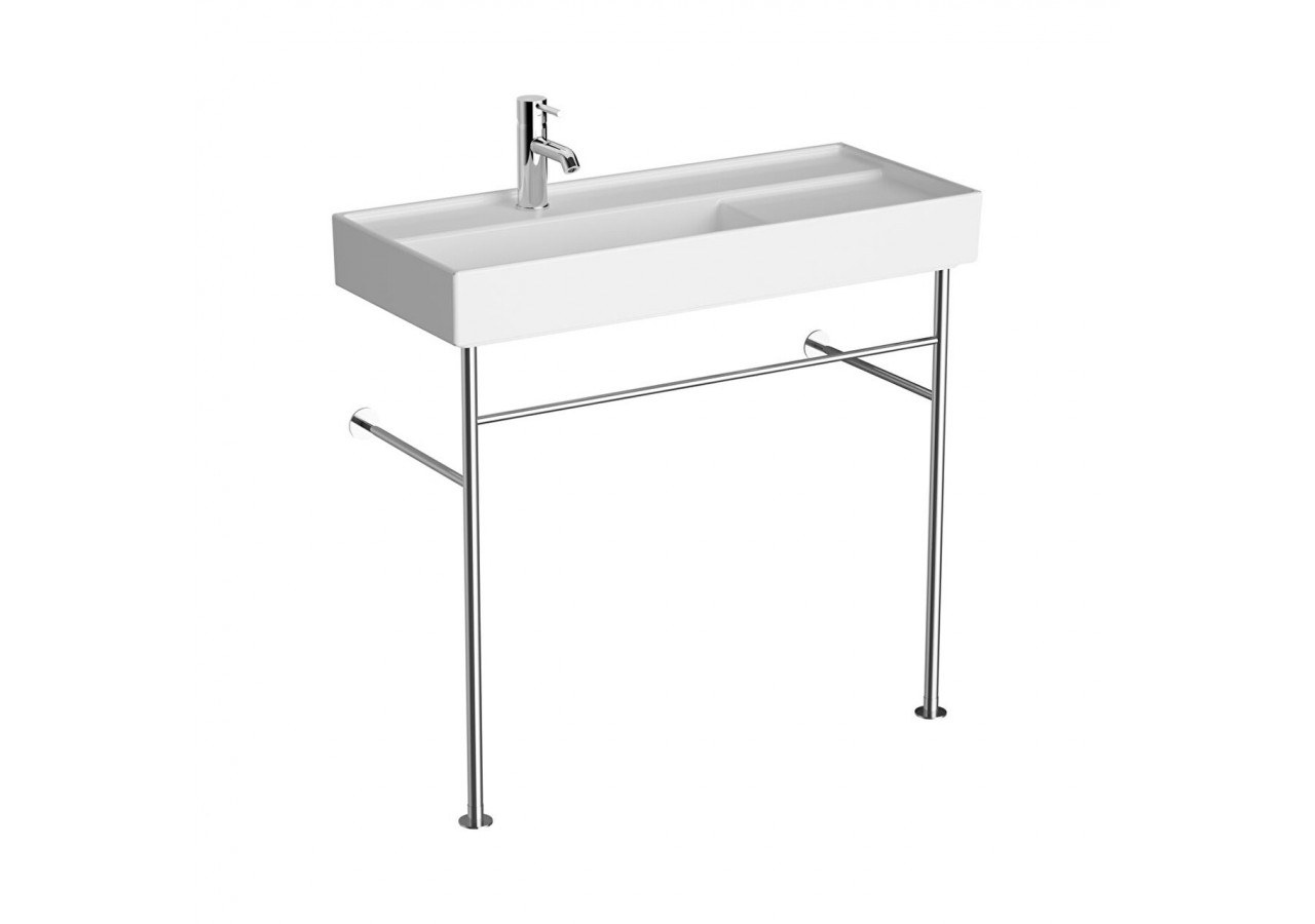Lavabo compact, 90x38 cm 1 trou de robinet, sans trou de trop-plein, avec pieds en métal - 7402B003-6277 - Vitra