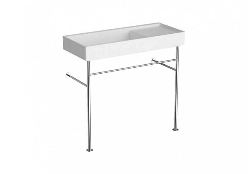 Lavabo compact, 90x38 cm sans trou de robinet, sans trou de trop-plein, avec pieds en métal - 7405B003-6279 - Vitra