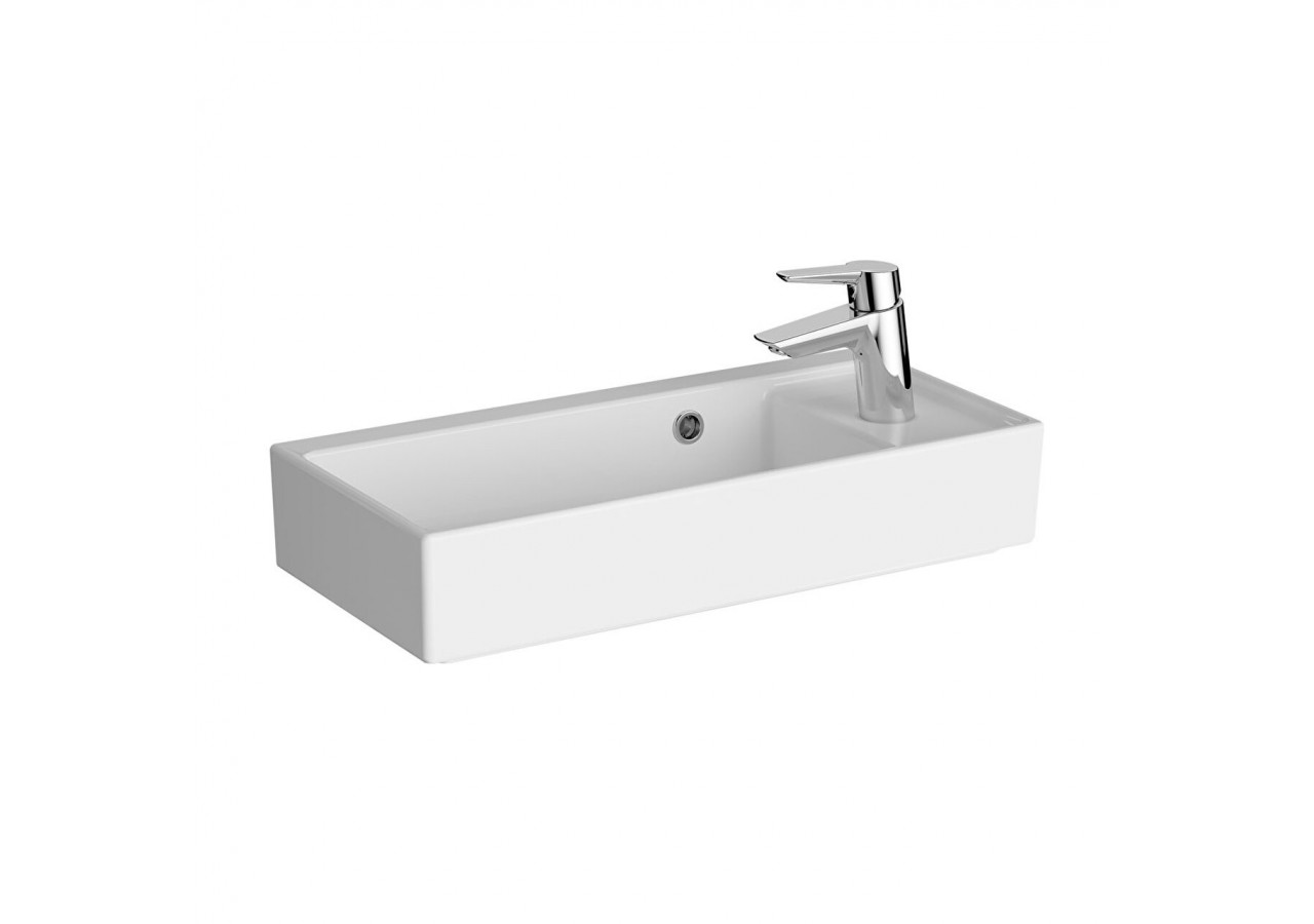 Lavabo compact, 60x28 cm 1 trou de robinet à droite, avec trou de trop-plein - 7406B003-0029 - Vitra