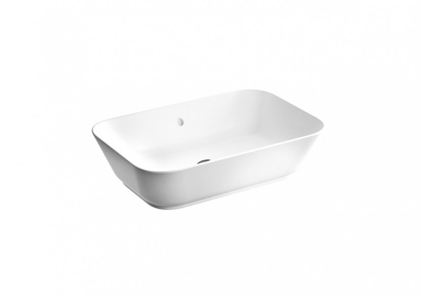 Geo vasque, rectangulaire, 60 cm, sans trou pour robinet, avec trop-plein, blanc - 7425B003-0012 - Vitra