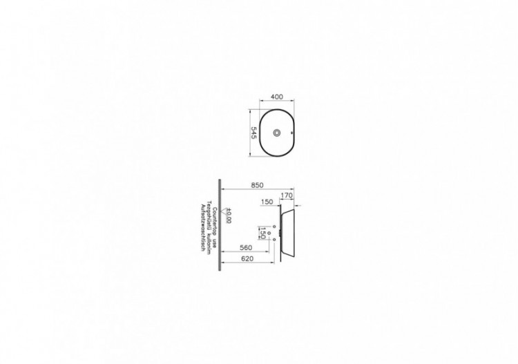 Geo vasque 55 cm, sans trou pour robinet, avec trop-plein, blanc - 7427B003-0012 - Vitra 2