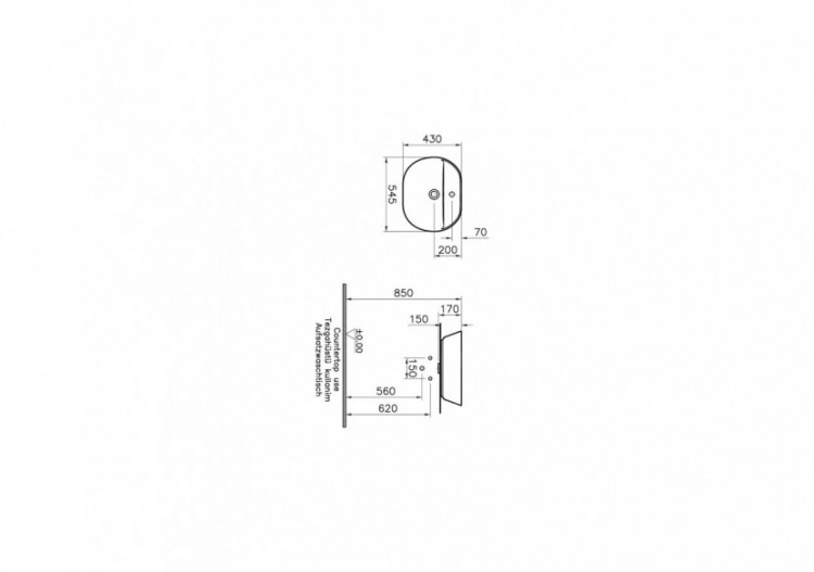 Geo lavabo rectifiée 55 cm, avec trop-plein, blanc - 7428B003-0001 - Vitra 2
