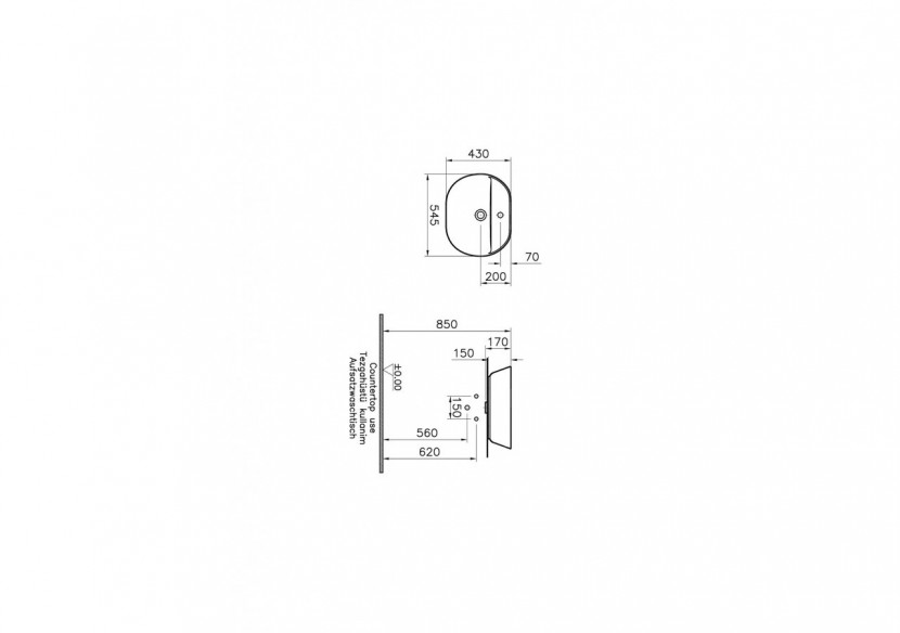 Geo lavabo rectifiée 55 cm, sans trop-plein, blanc - 7428B003-0041 - Vitra