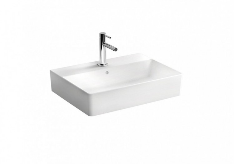 Nuo lavabo, 60 cm, 1 trou central pour robinet, avec trop-plein, mural - 7432B003-0001 - Vitra
