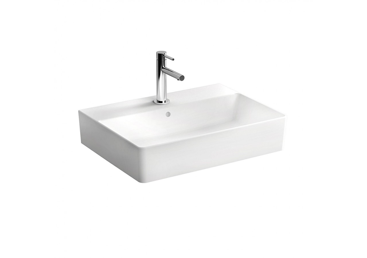 Nuo lavabo, 60 cm, 1 trou central pour robinet, avec trop-plein, mural - 7432B003-0001 - Vitra