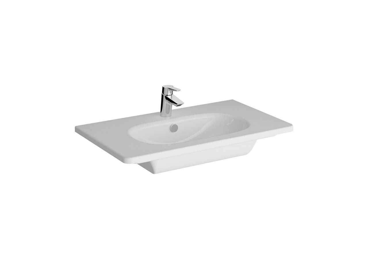 Plan céramique 80 cm, projection courte 1 trou de robinet, avec trou de trop-plein - 7793B003-0001 - Vitra