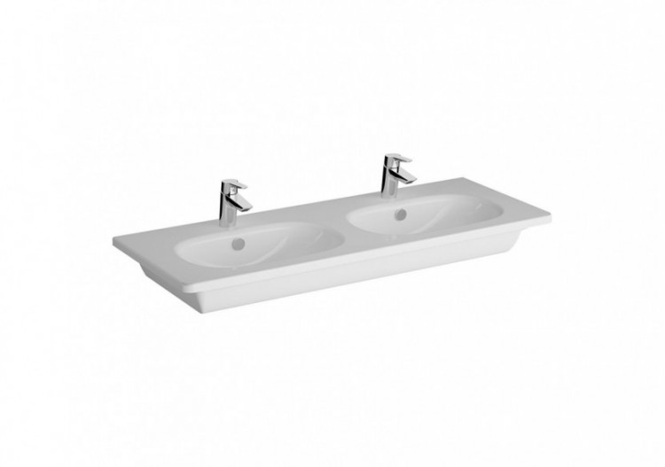 Plan céramique 120 cm, double vasque Double trou de robinet, avec trou de trop-plein - 7795B003-0001 - Vitra