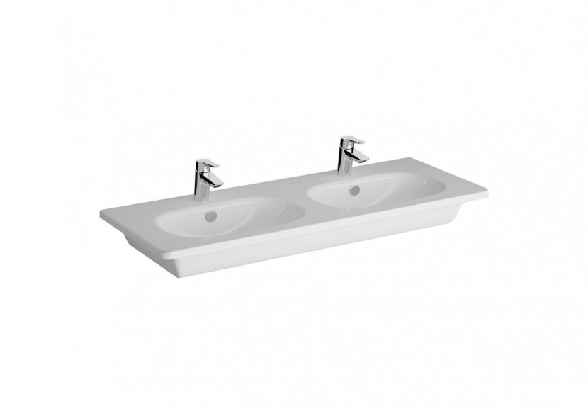 Plan céramique 120 cm, double vasque Double trou de robinet, avec trou de trop-plein - 7795B003-0001 - Vitra