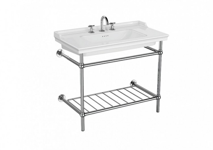 Valarte Plan céramique avec pieds métalliques, avec étagère métallique 3 trous pour robinet 995 x 530 mm - 7803B003-6176 - Vitra