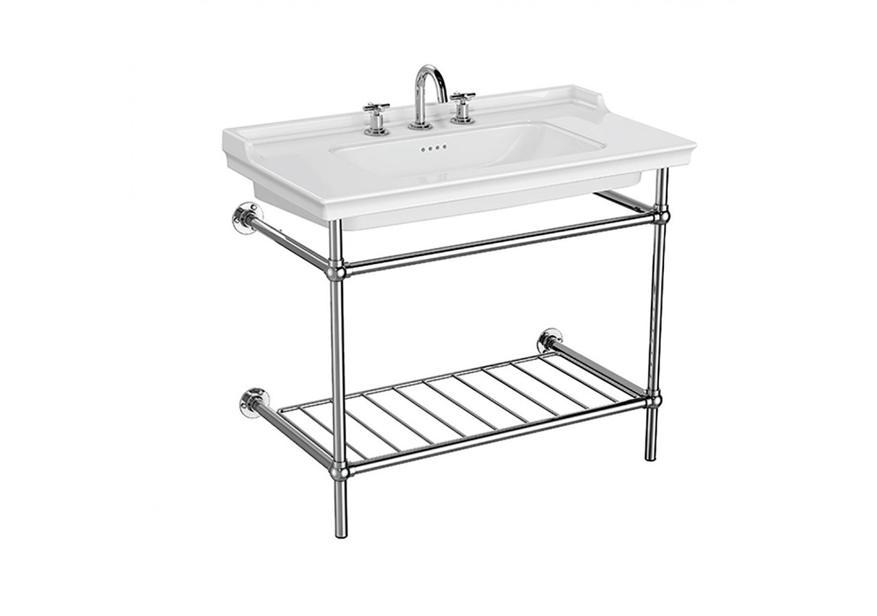 Valarte Plan céramique avec pieds métalliques, avec étagère métallique 3 trous pour robinet 995 x 530 mm - 7803B003-6176 - Vitra