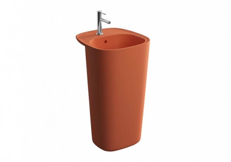 Plural l. monobloc, avec trop-plein, VitrA Clean, terre rouge mat - 7814B477-0001 - Vitra