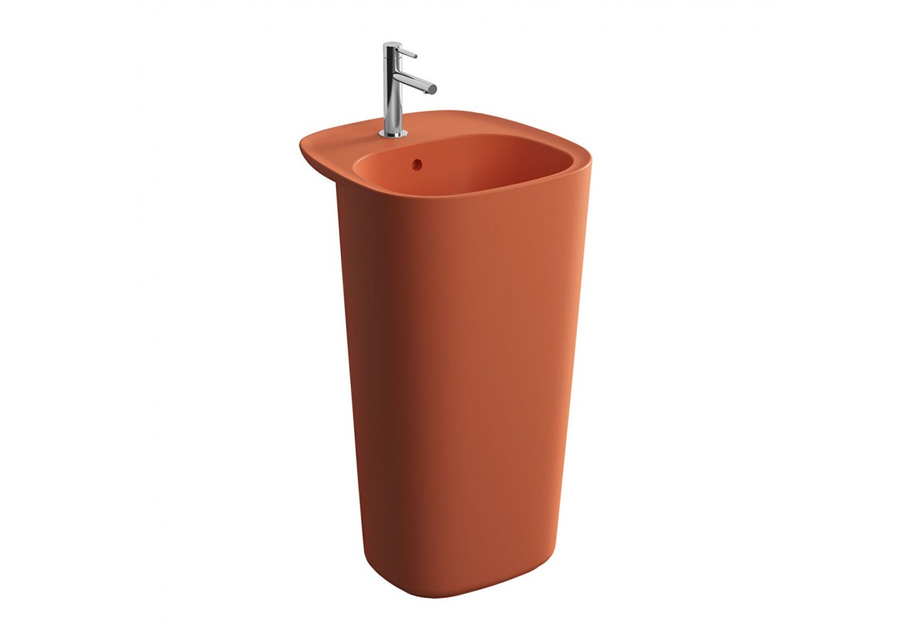 Plural l. monobloc, avec trop-plein, VitrA Clean, terre rouge mat - 7814B477-0001 - Vitra