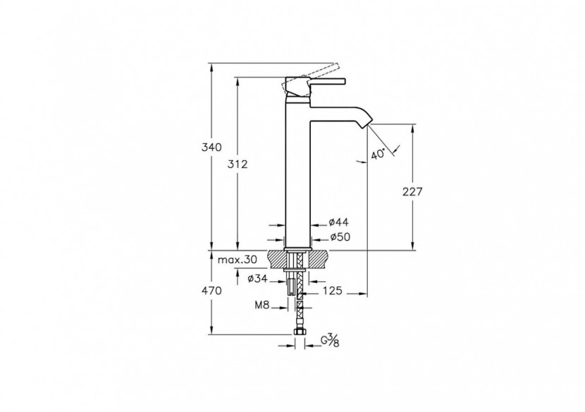 Mitigeur pour vasques à poser-Mousseur intégré et facile à démonter -A41990EXP-Vitra