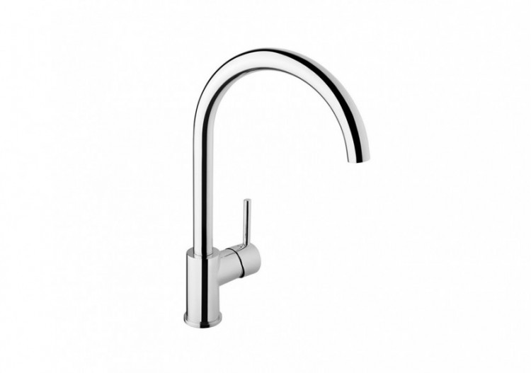 Mitigeur cuisine, montage mono trou - Mousseur integré - Raccords flexibles - Saillie 208 mm