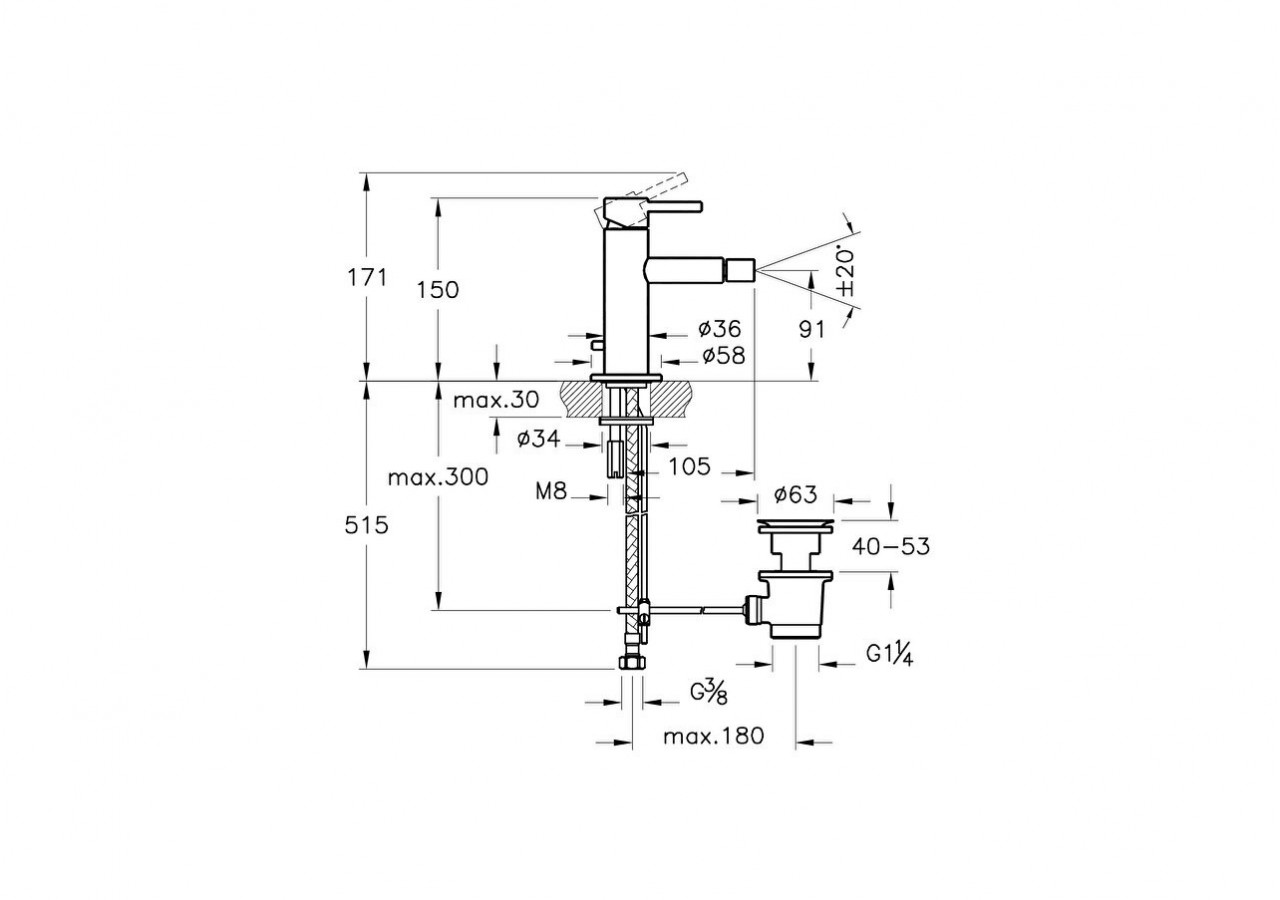 Origin mitigeur bidet, surface nickel brossée - A4255934 - Vitra