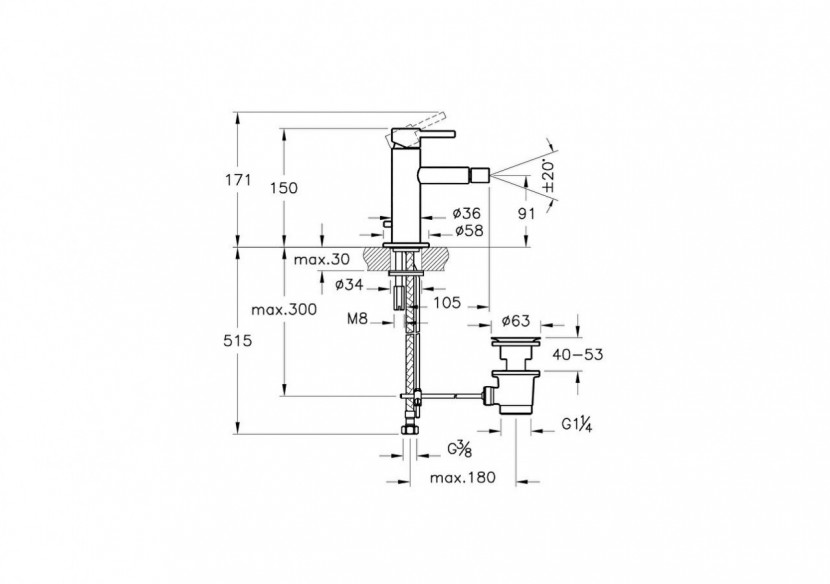 Origin mitigeur bidet, surface nickel brossée - A4255934 - Vitra