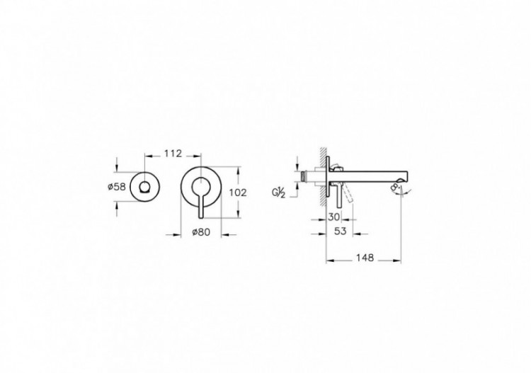 Origin mitigeur lavabo à encastrer, 2 rosaces, surface chromée - A42581 - Vitra 2