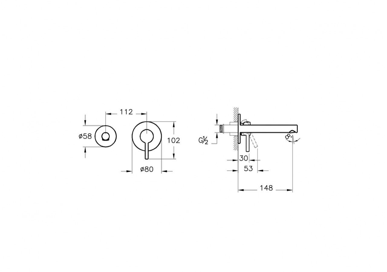 Origin mitigeur lavabo à encastrer, 2 rosaces, surface chromée - A42581 - Vitra